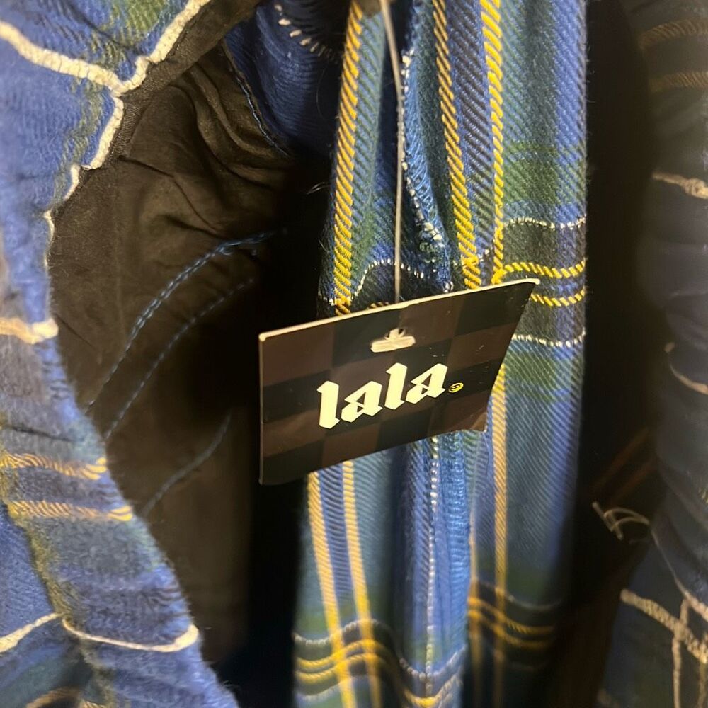 ✨SOLD✨Dressed by LALA Lovers Lane Plaid Wide Leg Sz 2X Trousers in Cobalt Blue✨ - Picture 8 of 9